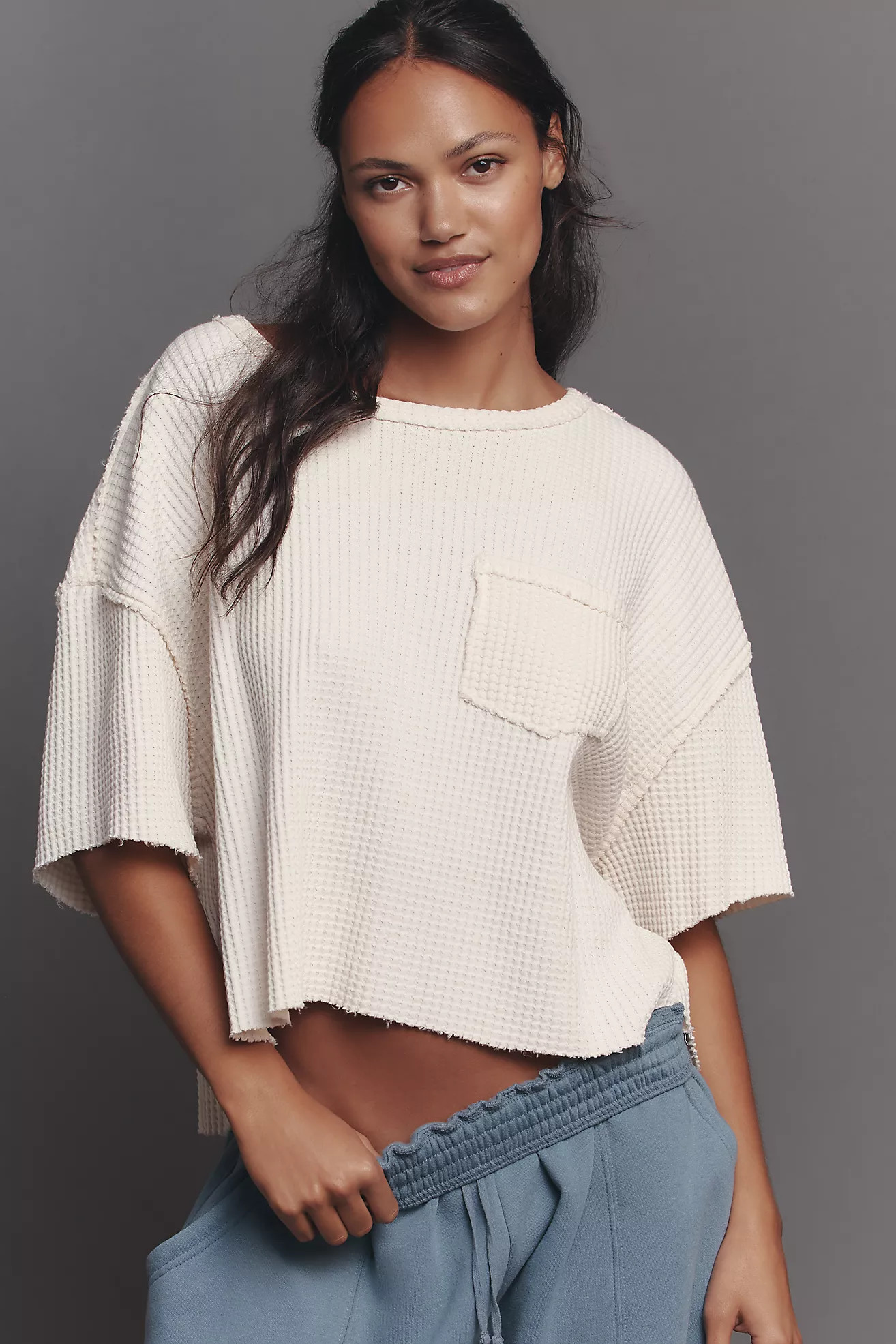 Pilcro Short-Sleeve Waffle Tee | Anthropologie (US)