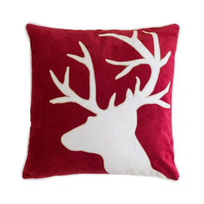 Holiday Reindeer Velvet Accent Pillow 20x20 – Red and White with Insert | Wayfair North America