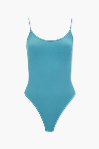Forever 21 Ribbed Scoop-Cut Bodysuit , Teal | Forever 21 (US)