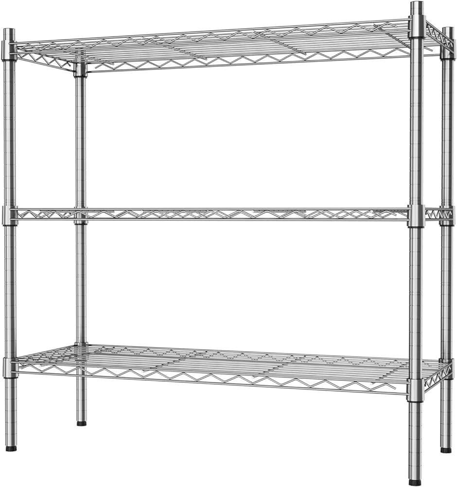 Auslar 3-Shelf Storage Wire Shelves Heavy Duty 3 Tiers Standing Shelving Units Adjustable Metal O... | Amazon (US)