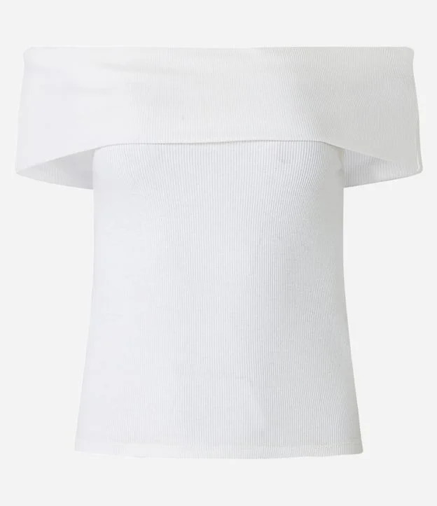 Blusa em Ribana com Dobra no Decote Ombro a Ombro Branco Neve | Renner (BR)