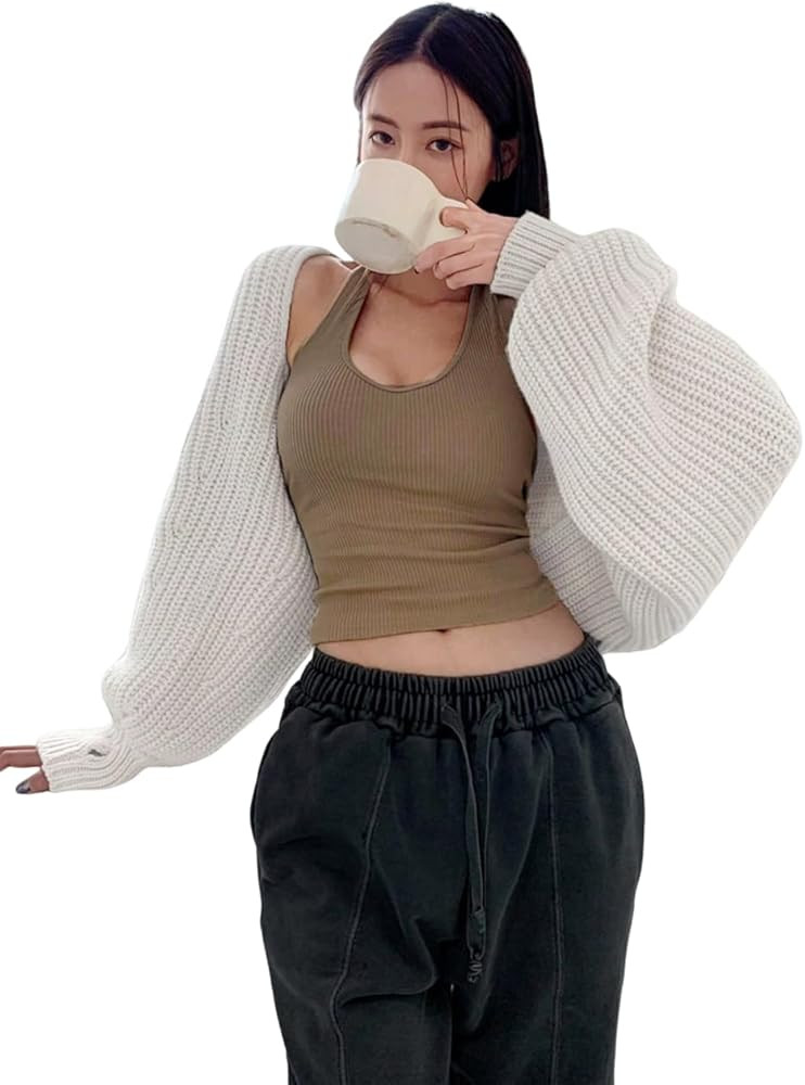 COZYEASE Women's Cropped Cardigan Sweaters Long Sleeve Open Front Knit Bolero Shrug Sweater Fall ... | Amazon (US)