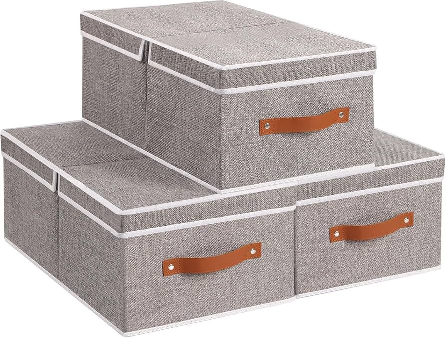 Storage Bins with Lids, Fabric Storage Boxes, Storage Organizer Container with Handles, Collapsib... | Amazon (US)