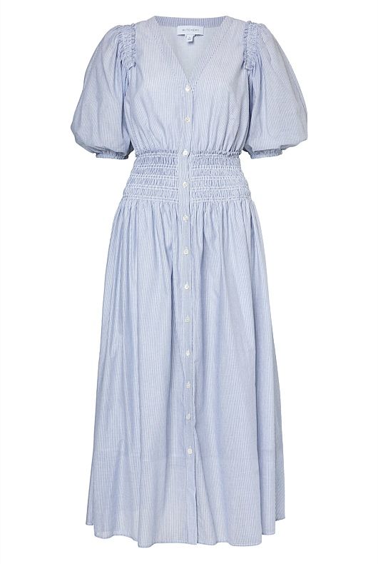 Cotton Stripe Shirred Dress | Witchery