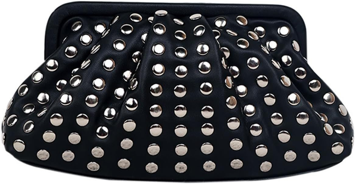 Studded Black Clutch Purse for Women - Faux Leather Evening & Day Bag, Compact Design with Magnet... | Amazon (US)