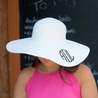 White Monogrammed Floppy Sun Hat, Monogram Beach Derby Womens Bridesmaid Gift, Wedding Gift | Etsy (US)