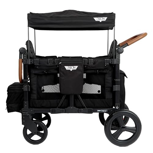 Keenz VYOO Stroller Wagon with Canopy - Foldable Design for Easy Storage, 5 Seating Positions for Kids, Enhanced Child Safety, All-Terrain Mobility, 2-Passengers, Black | Amazon (US)