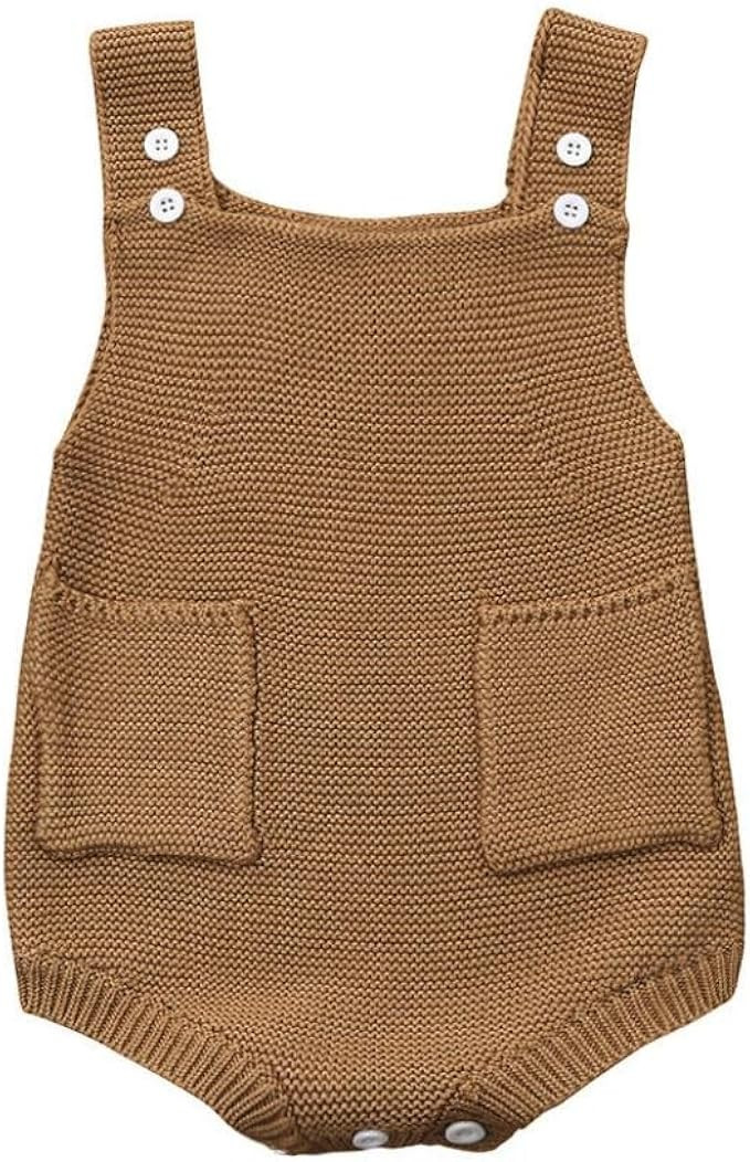 G-real Unisex Baby Warm Knitted Fleece Solid Romper Overalls Newborn Baby Strap Sweater Jumpsuit ... | Amazon (US)