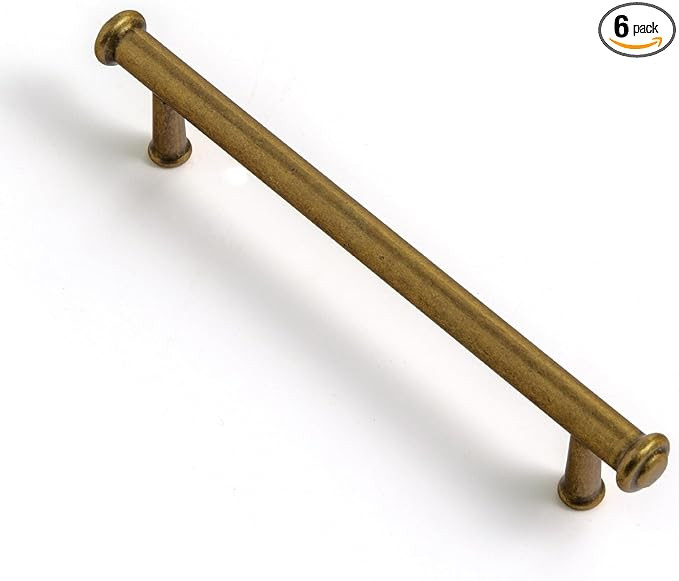 Goo-Ki 6 Pack Antique Brass Drawer Pulls Kitchen Cabinet Hardware - 5" Hole Retro Vintage Bronze ... | Amazon (US)