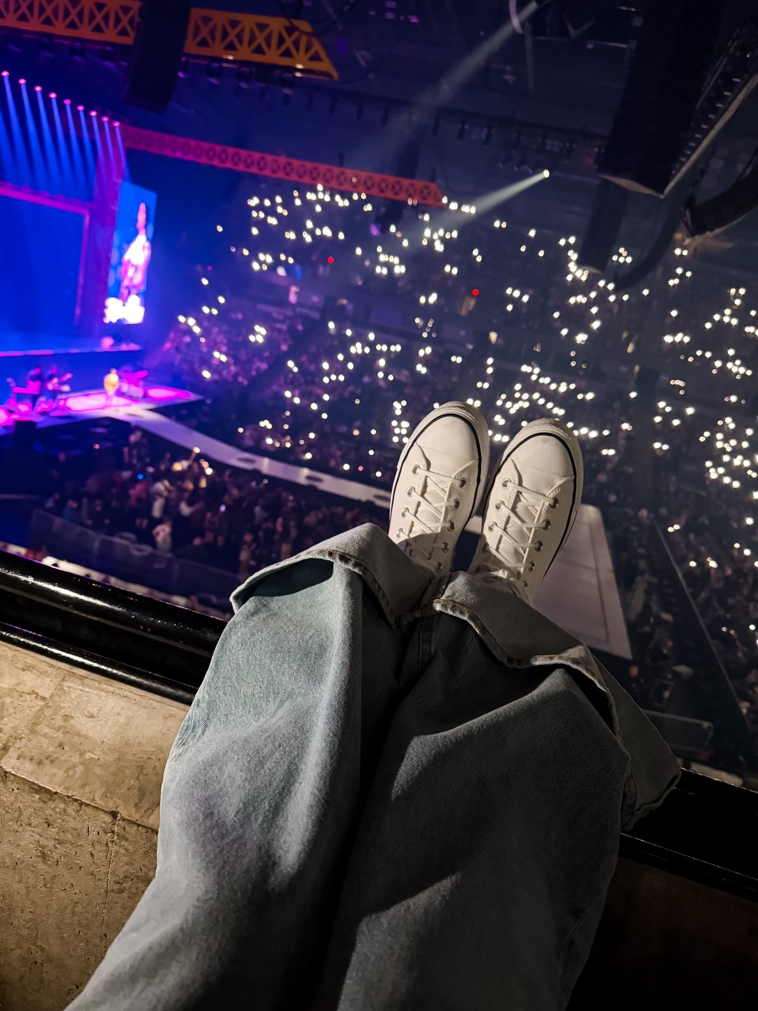 Tate McRae concert looks
Comfy style for a concert and girls night out 
Agolde wide leg denim jeans and platform converse