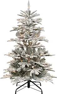 Puleo International 4.5 Foot Pre-Lit Flocked Aspen Fir Artificial Christmas Tree with 250 UL-List... | Amazon (US)