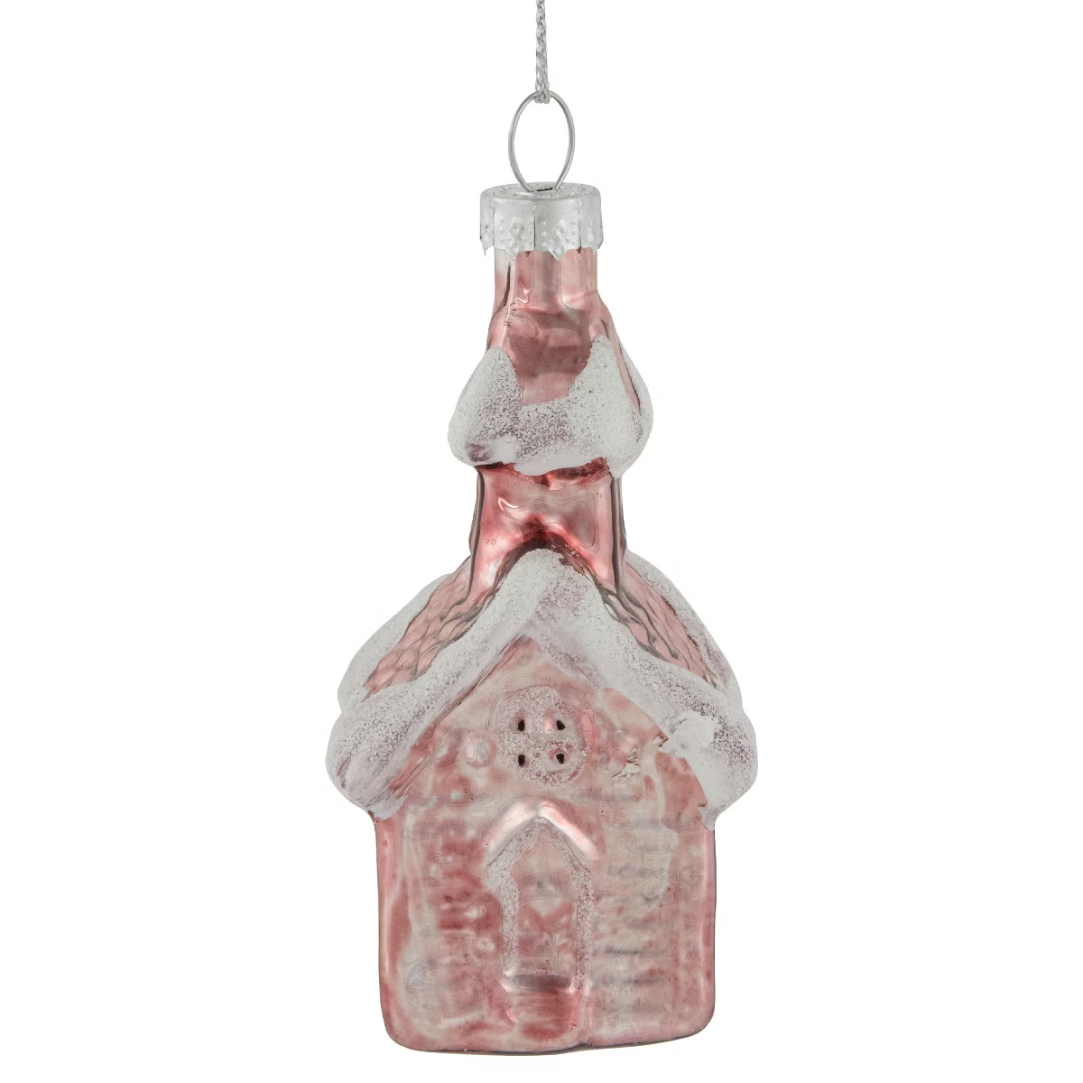 Northlight 3.25" Snow Covered Pink Church Glass Christmas Ornament | Target