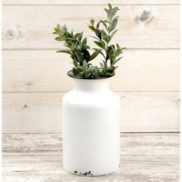 Fraya White 8'' Metal Table Vase | Wayfair North America