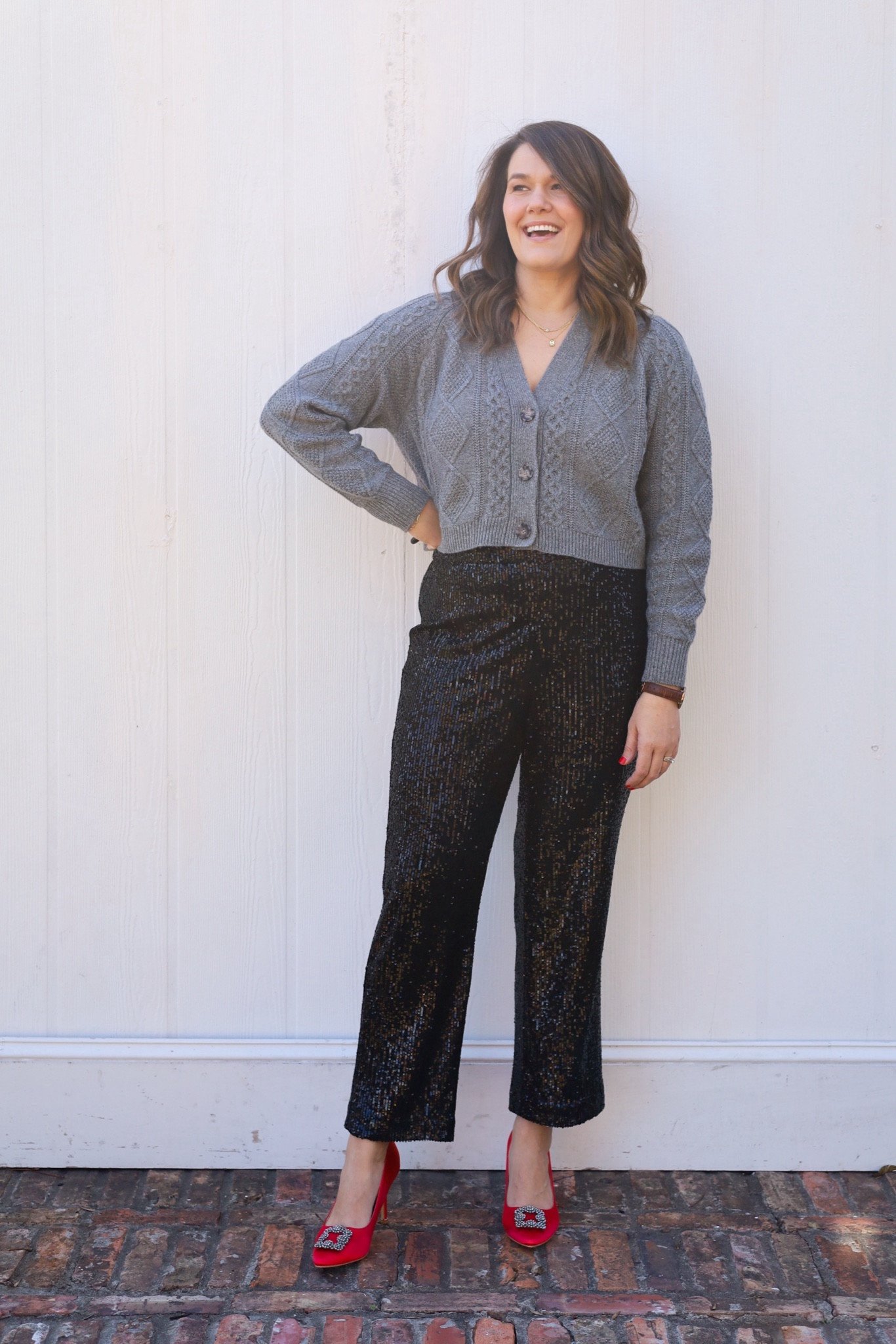 The perfect sequin pants for your Christmas and New Year’s parties. 
Size 10 here for me so I would say go with your larger size. 


Sequin pants, New Year’s party, Christmas party, gift guide, gifts for her, black sequins, straight leg sequin pants, sequin pants for her, party outfit, Christmas outfit, New Year’s Eve outfit, New Year’s Eve party outfit, 