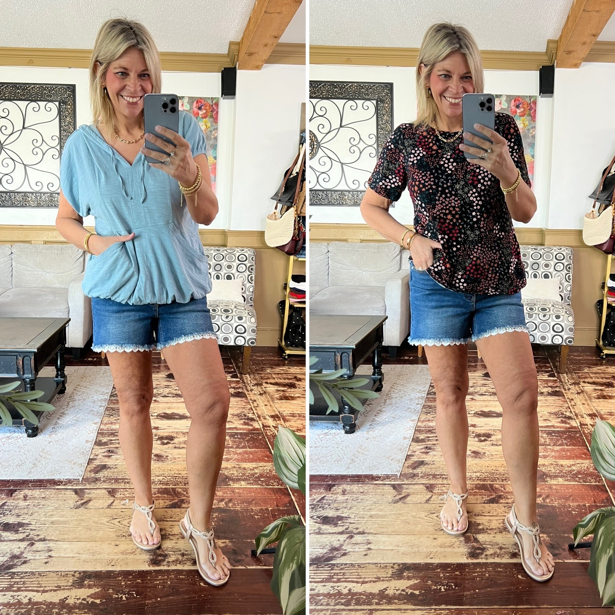 Comfy, stretchy tees size 10; cute shorts size 12

#LTKMidsize #LTKSaleAlert #LTKOver40