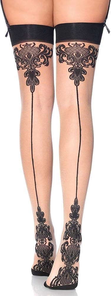 Leg Avenue Women's Contrast Color Sheer Backseam Thigh Highs | Amazon (US)