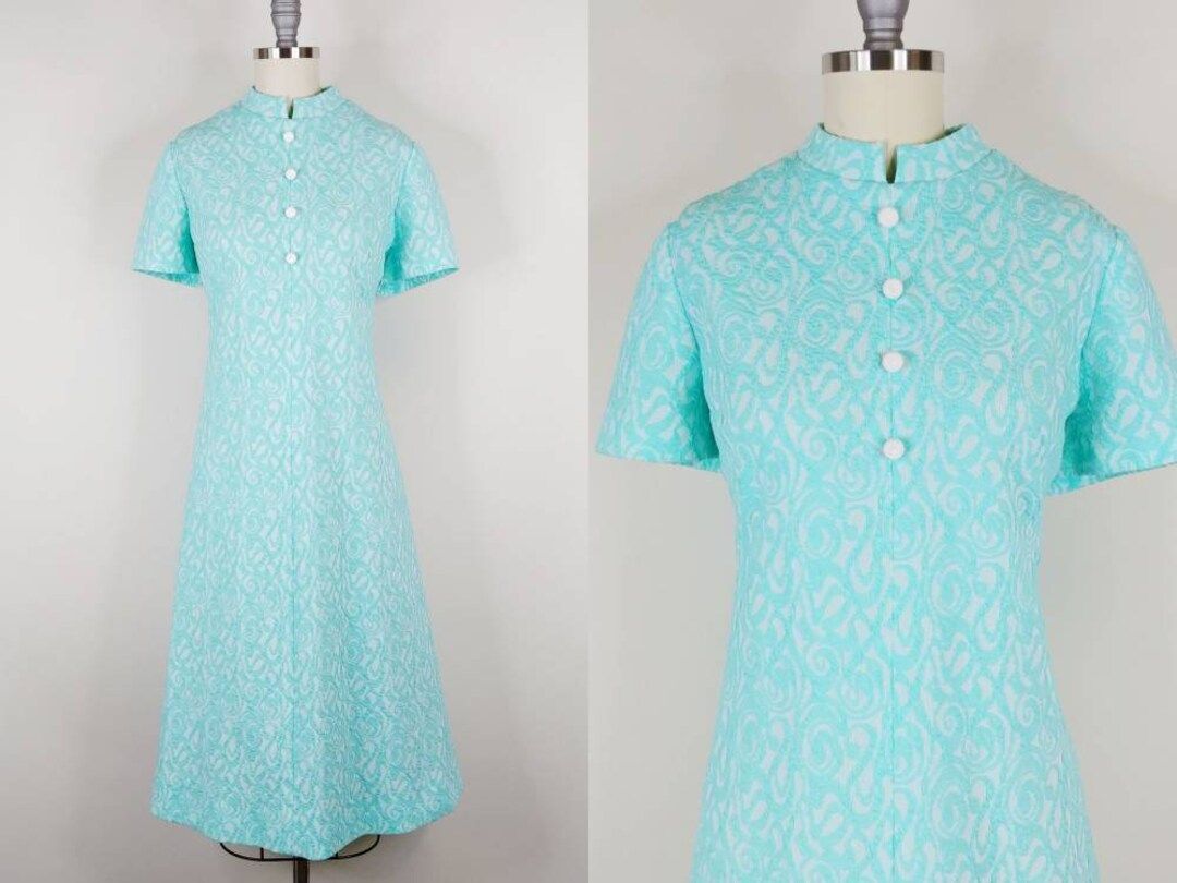 1960s Seafoam Green Double Knit Polyester Dress  Vintage 60s - Etsy | Etsy (US)
