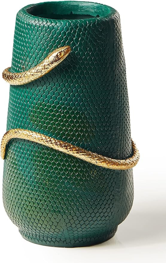 Flower Vase 8 Inch Green and Gold Snake vases for Decor, Modern Unique Vase for Bookshelf, Dinner... | Amazon (US)