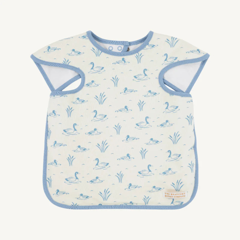 Big Bite Bib - Quack Quack Honk (Palmetto Pearl) with Barrington Blue | The Beaufort Bonnet Company