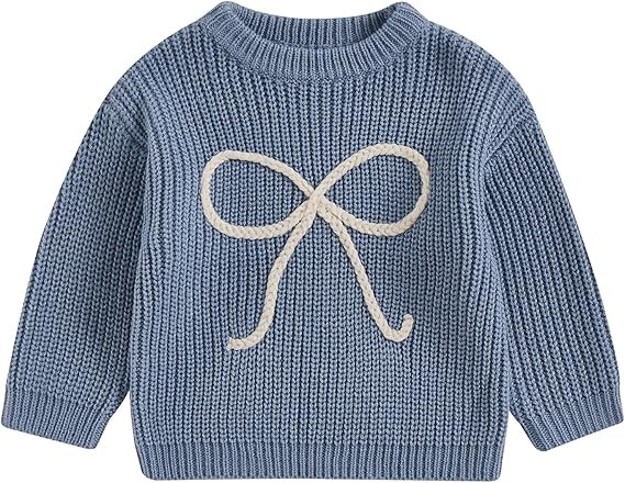 Baby Girl Knit Sweater Cute Bow Chunky Knitted Pullover Sweatshirt Toddler Girls Fall Winter Clot... | Amazon (US)