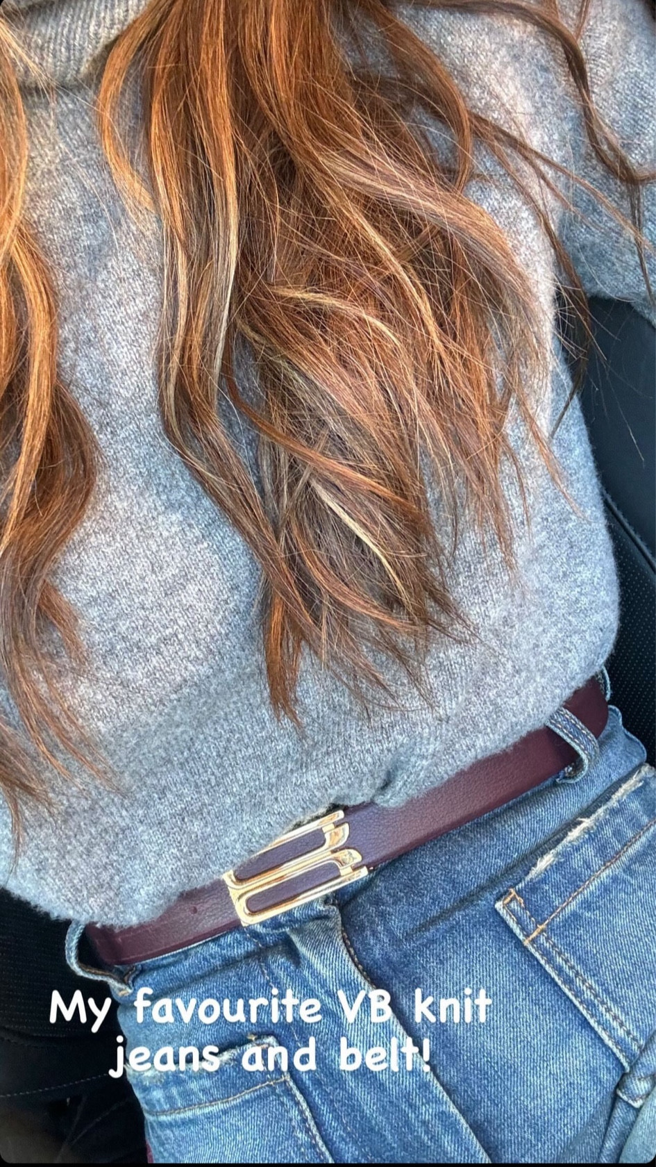 Victoria Beckham high waisted flare jeans, leather belt, gray cashmere turtleneck sweater 

#LTKsalealert #LTKstyletip #LTKCyberWeek