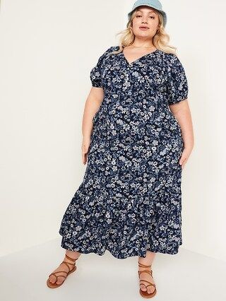 Floral-Print Puff-Sleeve All-Day Maxi Swing Dress for Women | Old Navy (US)