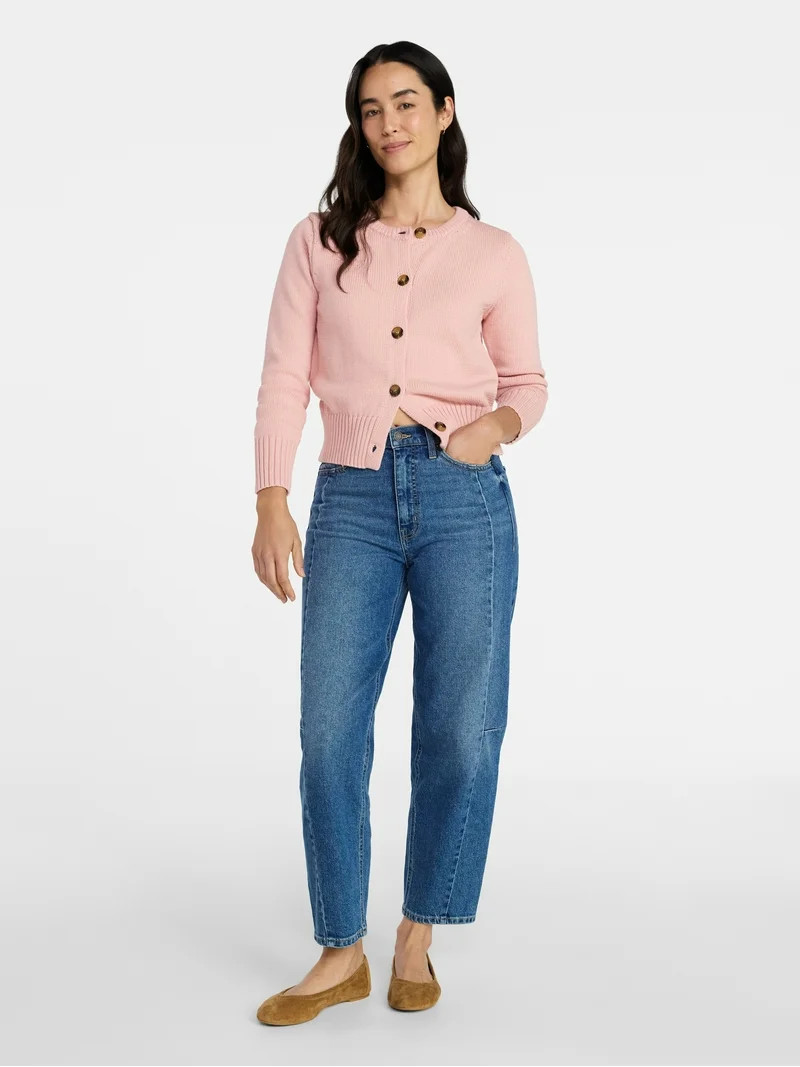 Time and Tru Women's Button Front Cardigan Sweater, Midweight, Sizes XS-XXXL | Walmart (US)