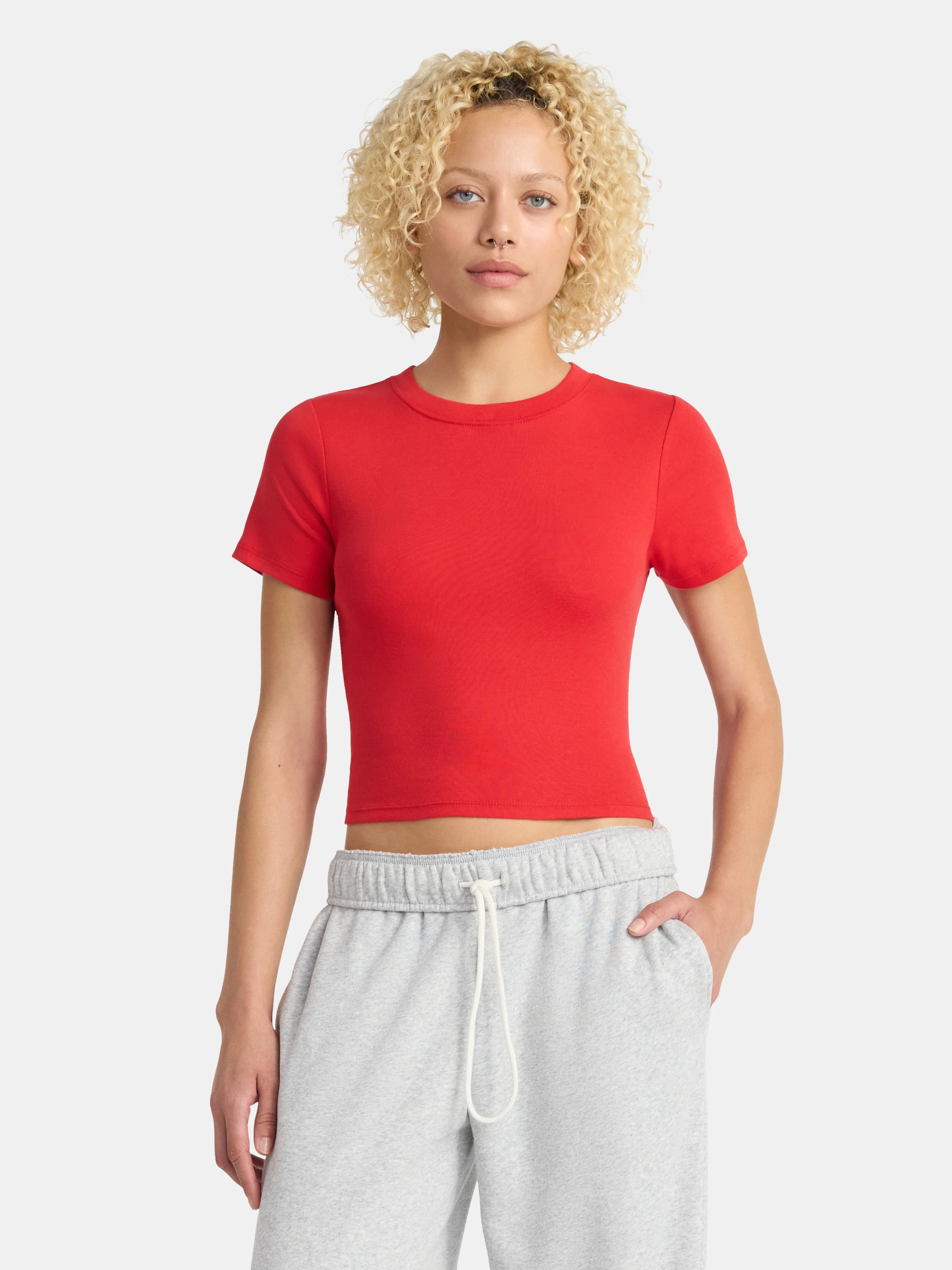 No Boundaries Game Day Cropped Tee, Women's | Walmart (US)