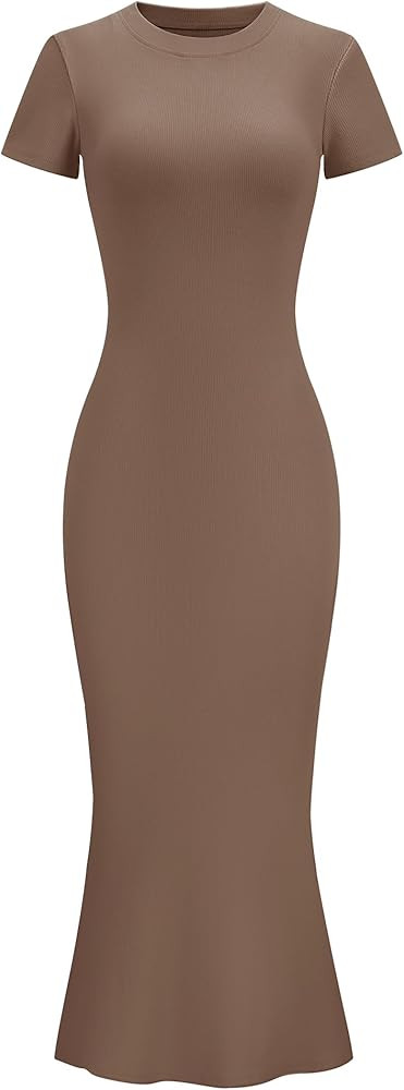 LOMON Women Fishtail Hem Ribbed Maxi Dresses Summer Casual Stylish Y2k Sexy Fitted Lady Elegant C... | Amazon (US)