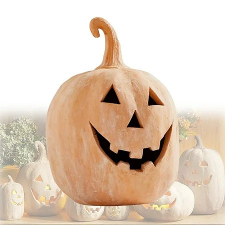 Terracotta Pumpkin as Fall Decor Blending Handmade Terracotta Craft with Hallowmas Handcrafted Jack O'-Lantern for Halloween Decorations | Walmart (US)