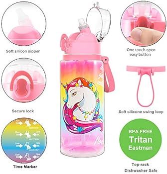 Home Tune 23oz Kids Water Drinking Bottle - Tritan BPA Free, Wide Mouth, Auto Flip Cap, Secure Lo... | Amazon (CA)