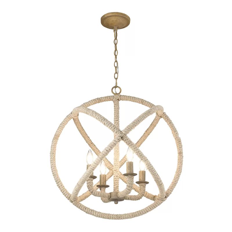 Delphinia 4 - Light Candle Style Globe Chandelier with Rope Accents | Wayfair North America