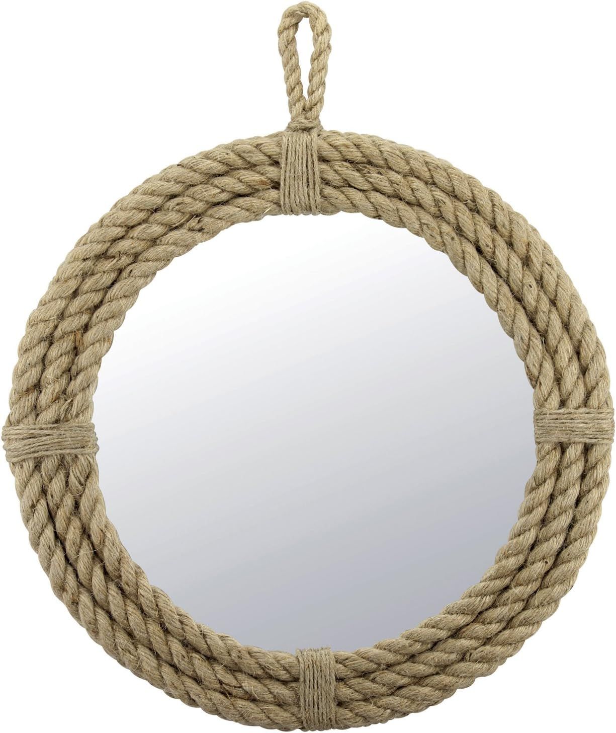Stonebriar Vintage Nautical 16.5" Round Wall Mirror with Rope Wrapped Trim and Hanging Loop, Deco... | Amazon (US)