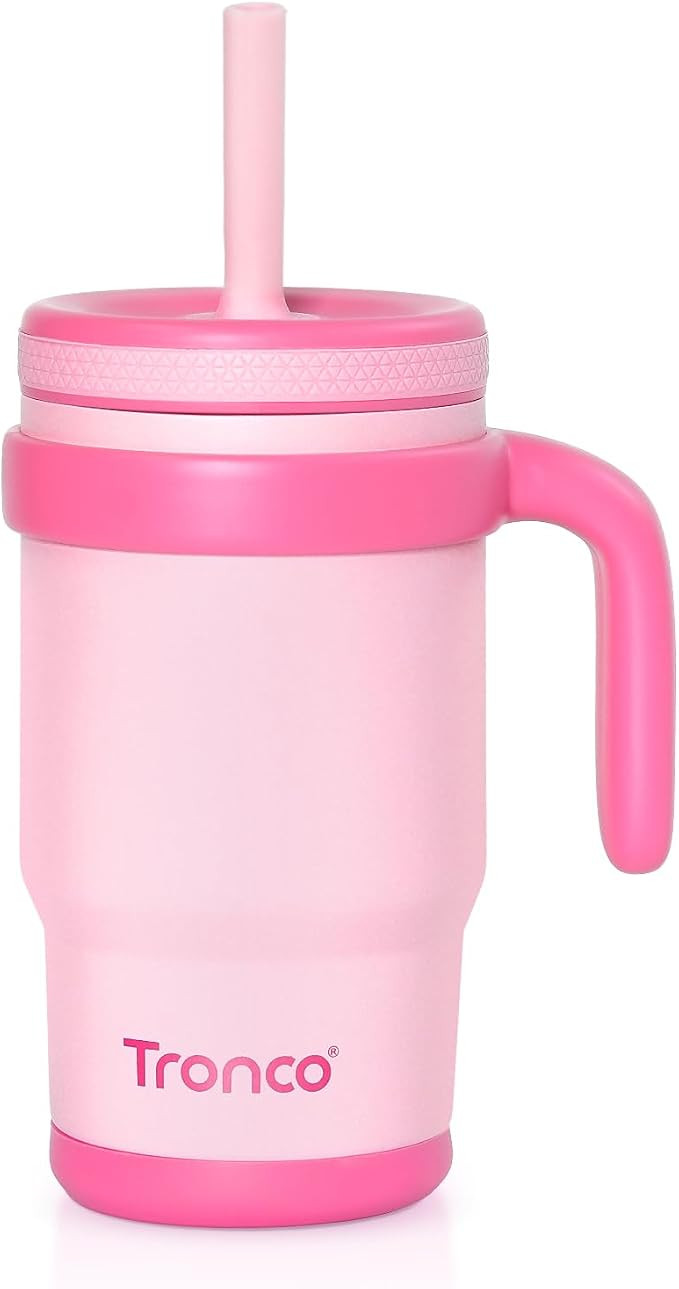 Tronco 14 oz Kids Insulated Tumbler with Handle & Spill Resistant Flexible Straw, BPA-Free Stainl... | Amazon (US)