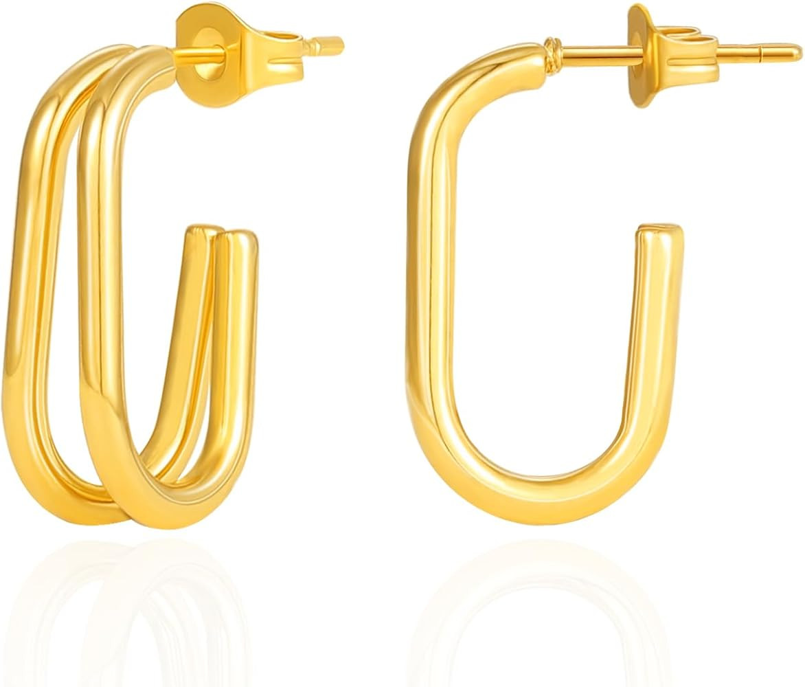 Follome Small Dainty Gold Hoop Earrings for Women, 18K Gold Plated Huggie Hoop Earrings Hypoaller... | Amazon (US)