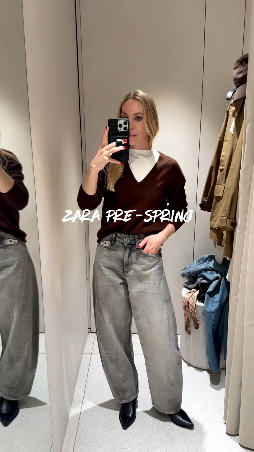 @Zara pre spring try on, new at Zara, barrel jeans, white jeans, cargo jacket, wool sweater

#LTKOver40 #LTKdayinmylife #LTKSeasonal