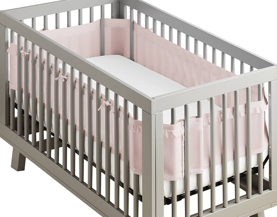 BreathableBaby Breathable Mesh Crib Liner – Deluxe Ruffle Collection – Blush – Fits Full-Si... | Amazon (US)