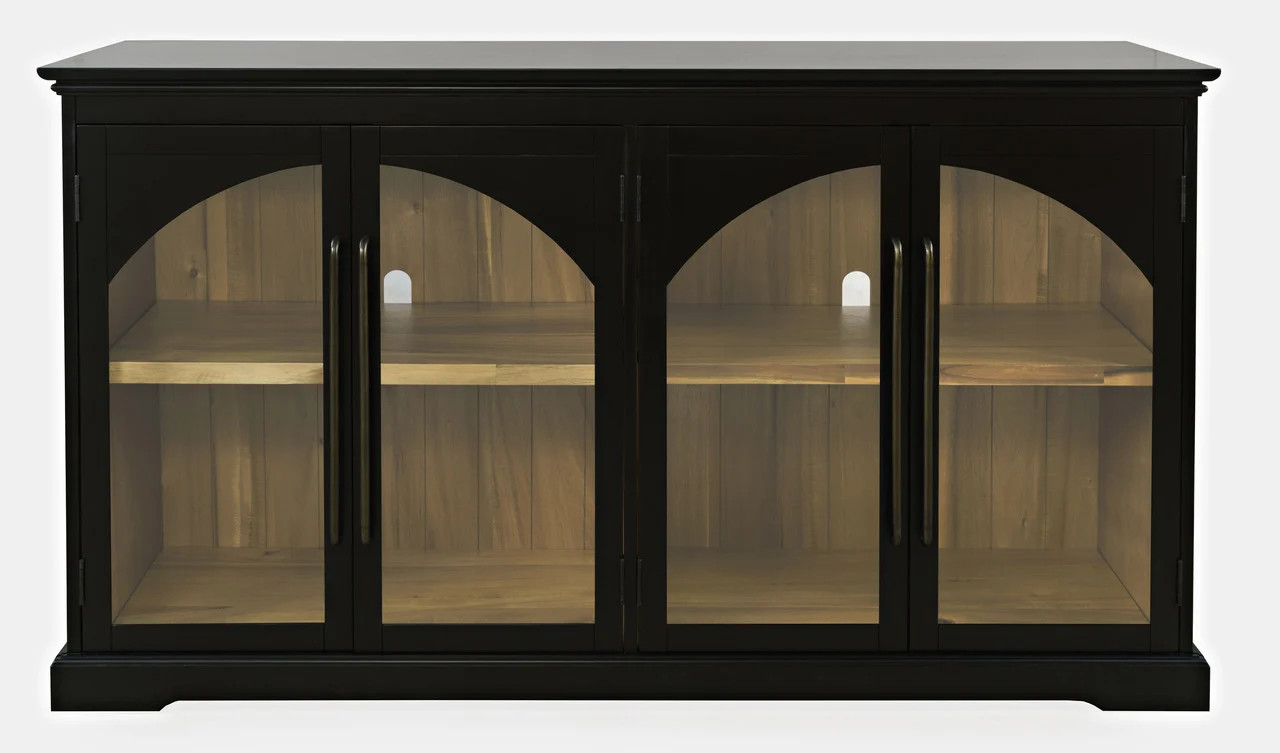Archdale 65 Inch Gothic Arch Sideboard Storage Cabinet with Glass Doors In Black | 1stopbedrooms