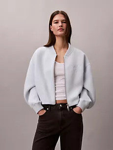Smooth Cropped Relaxed Bomber Jacket | Calvin Klein | Calvin Klein (US)