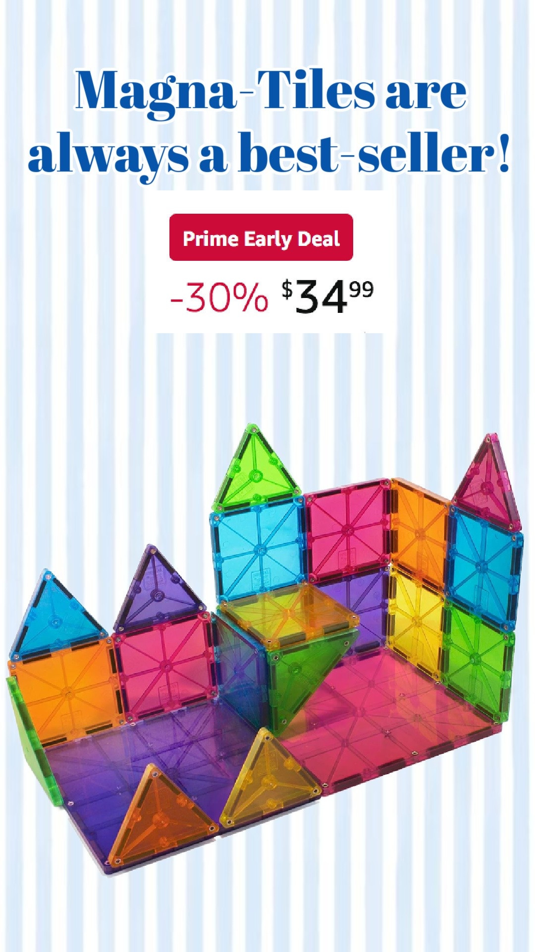 Early prime day deals! 

Magna-tiles are always a popular sale item every year! These make great gifts for kids!

Prime day deals, Amazon sale, Amazon finds, gifts for kids

#LTKSaleAlert #LTKKids #LTKmomlife