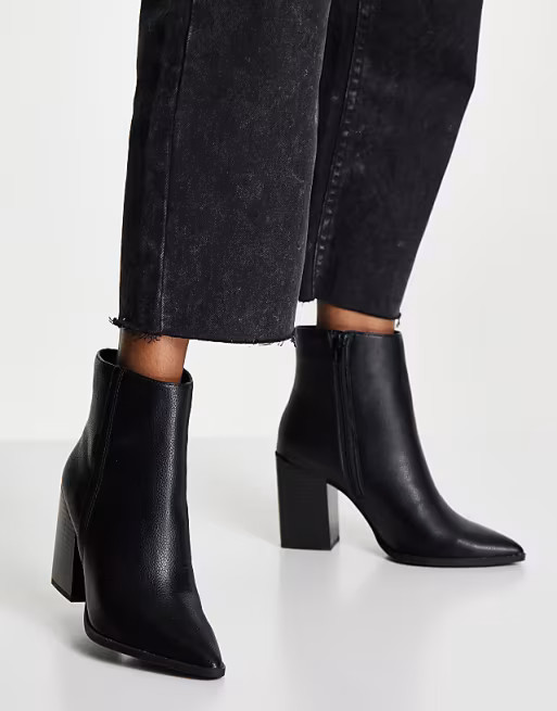 Aldo kenzii block heel pointed ankle boots in black | ASOS (Global)
