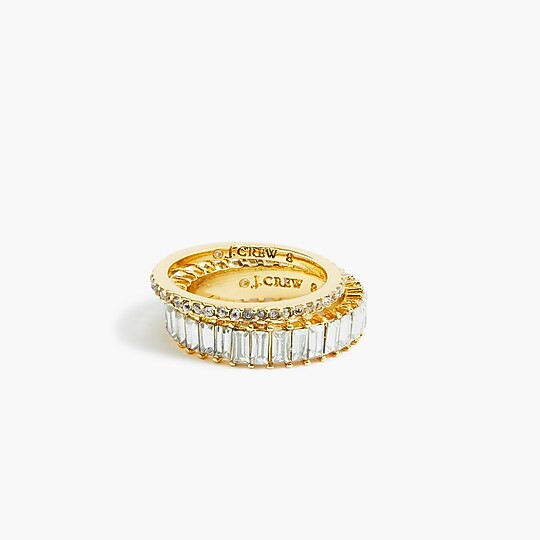 Mixed crystal rings set-of-two | J.Crew Factory