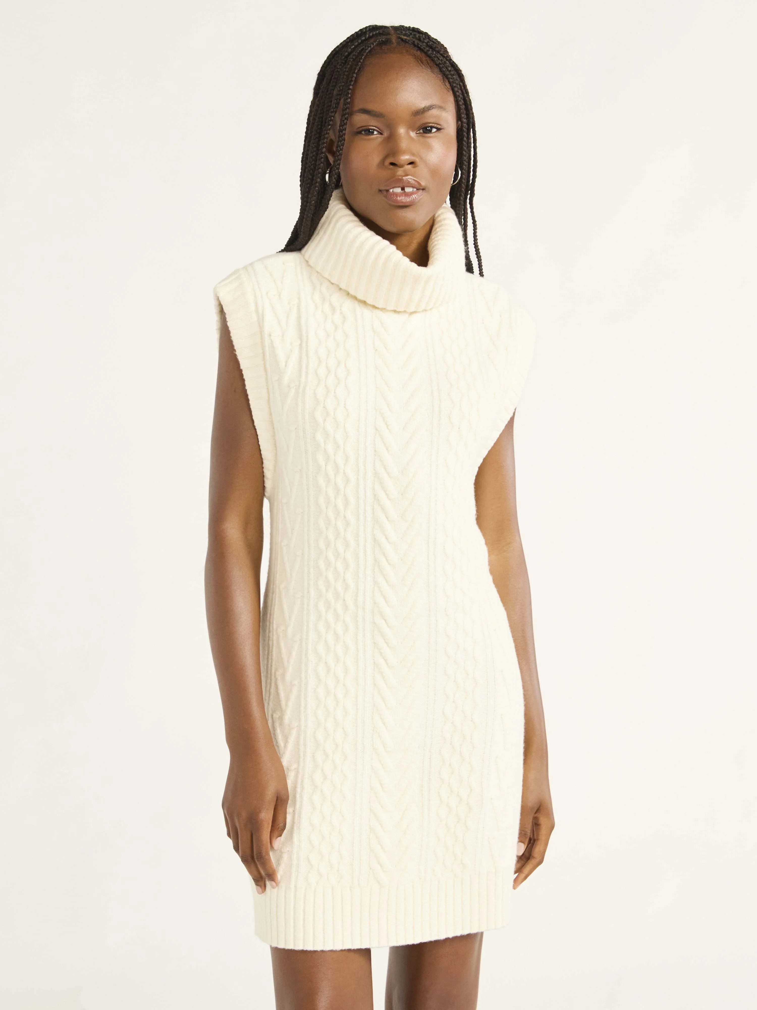 Free Assembly Woman's Sleeveless Cable Knit Mini Sweater Dress, Sizes XS-XXXL | Walmart (US)
