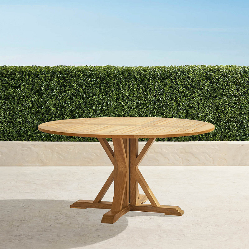 Farmhouse 60" Round Dining Table in Natural Teak - Frontgate | Frontgate