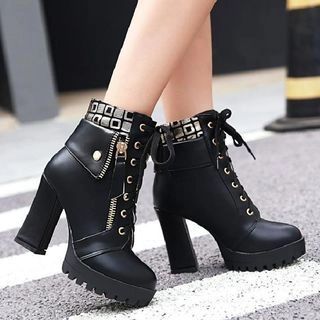 High Heel Lace Up Short Boots | YesStyle Global