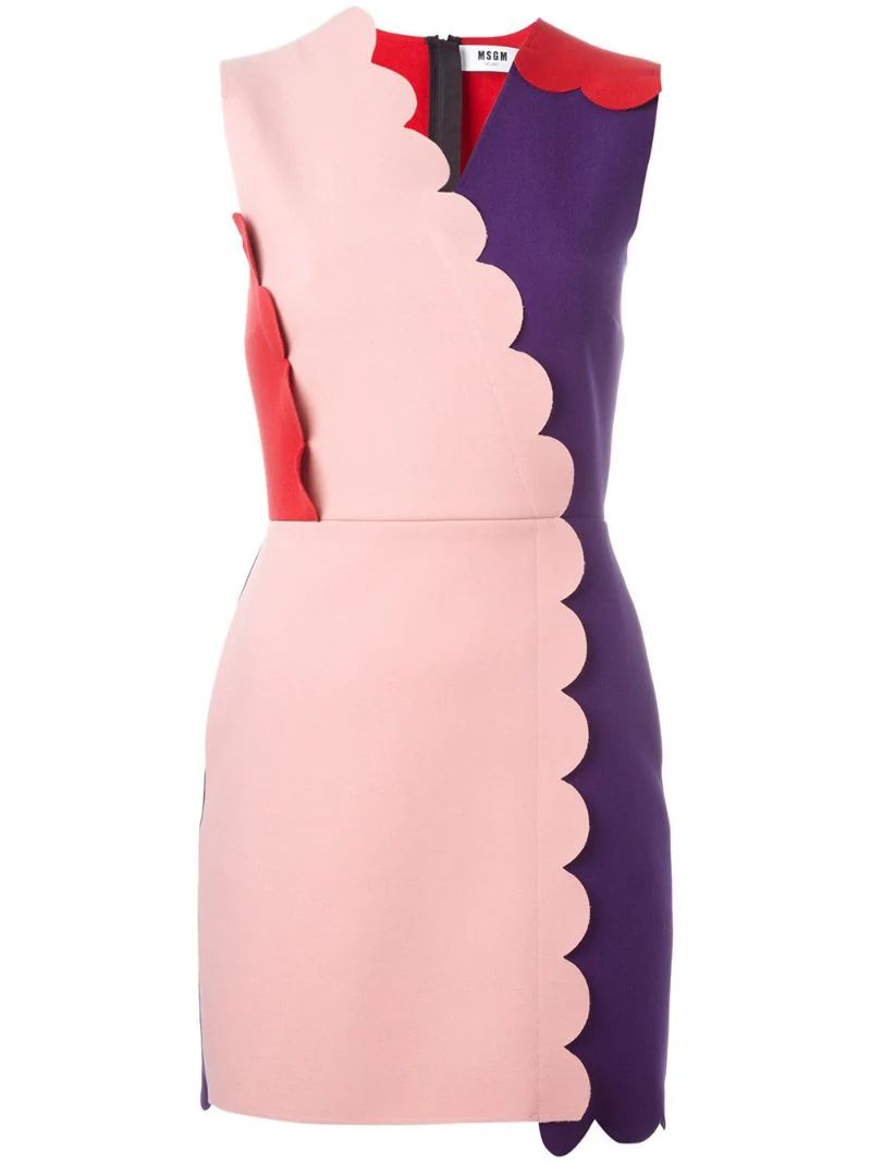 MSGM scalloped colour-block dress, Women's, Size: 42, Pink/Purple, Elastodiene/Polyester/Viscose | FarFetch US