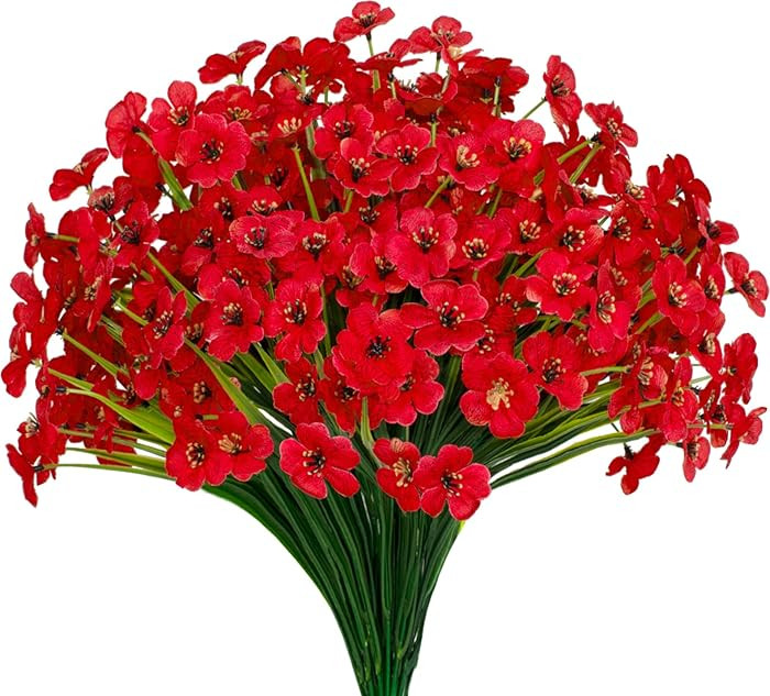 15 Bundles Artificial Flowers UV Resistant Outdoor Plants No Fade Faux Plastic Shrubs Fake Silk F... | Amazon (US)
