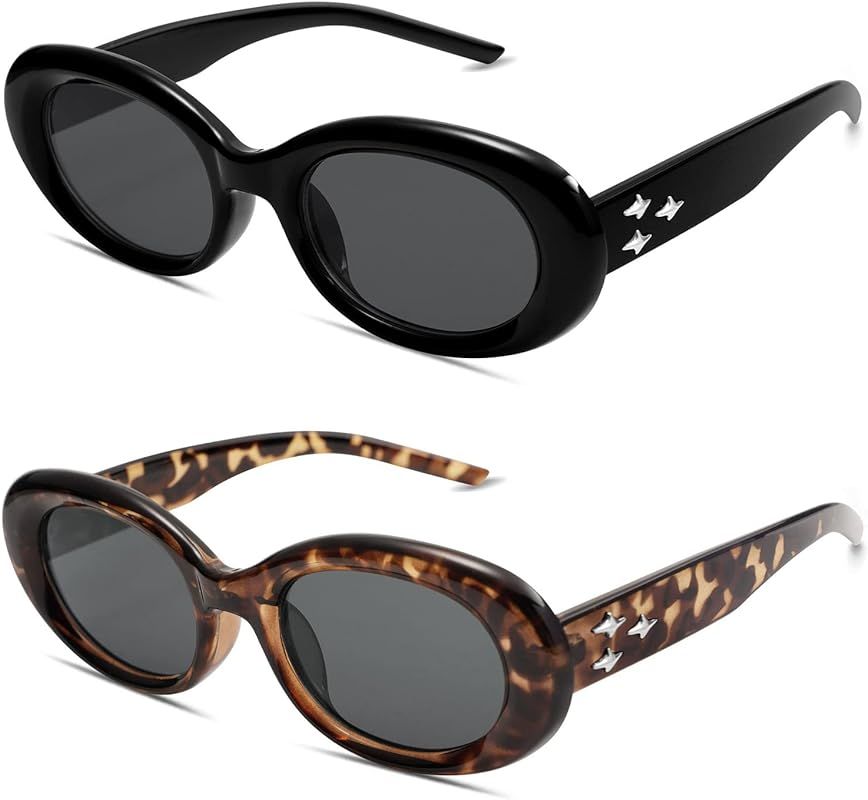 Allarallvr Oval Trendy Retro Sunglasses For Women Men Fashion Sun Glasses AR82171 | Amazon (US)