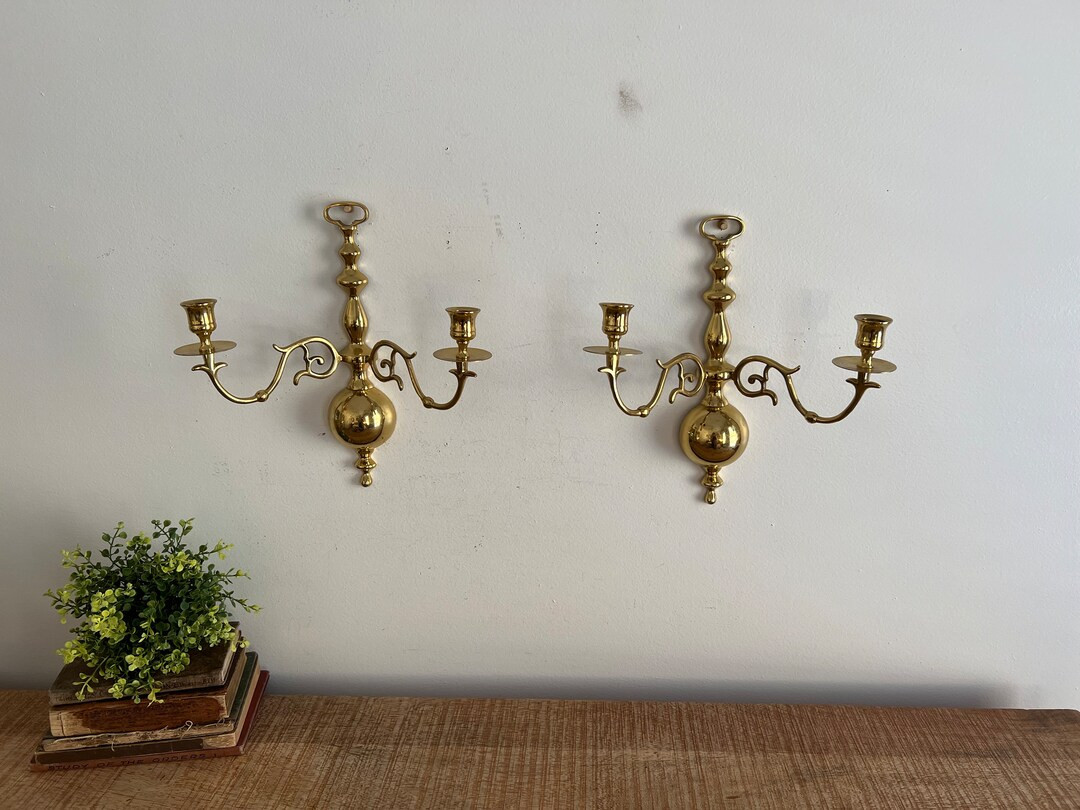 Vintage Brass Double Arm Sconces Set of 2 - Etsy | Etsy (US)