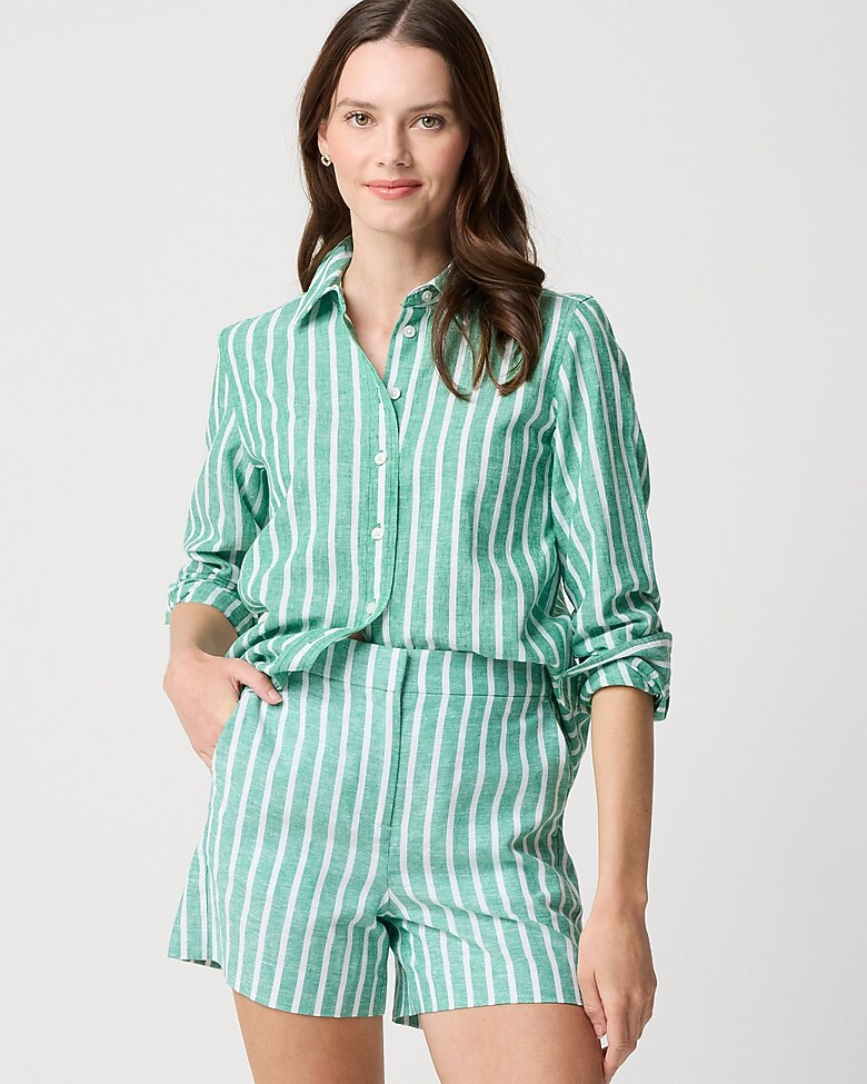 Linen-blend elastic-back short | J.Crew Factory